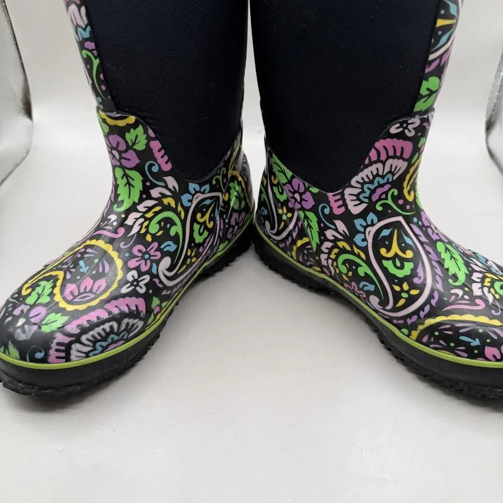 Bogs ClassicTuscany Winter Boots Kids Size 2 Multicolor Paisley Rain Waterproof